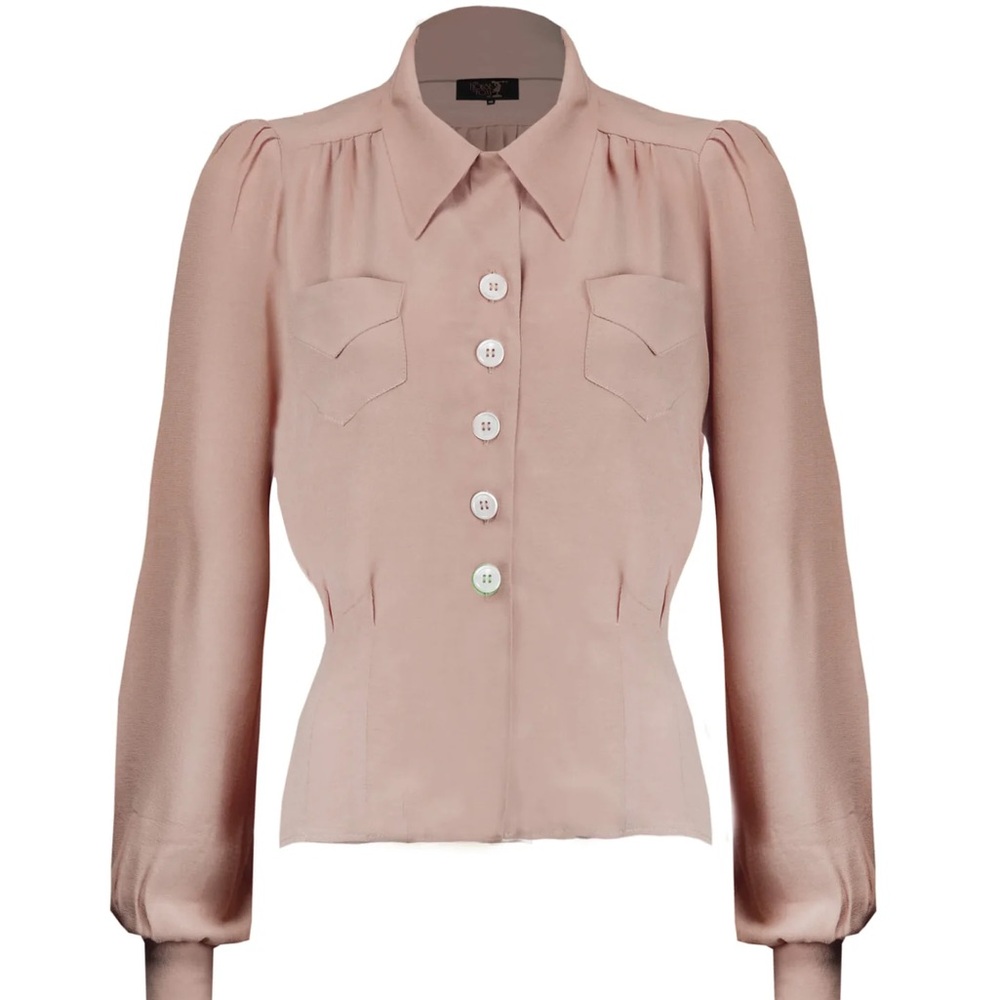 House of Foxy Blush Pink 40’s Sweetheart Blouse